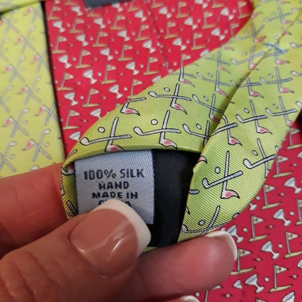 Sero England Whales Martini Golf LOT 3 SILK TIES Preppy Country Club 60" Long - Picture 3 of 5